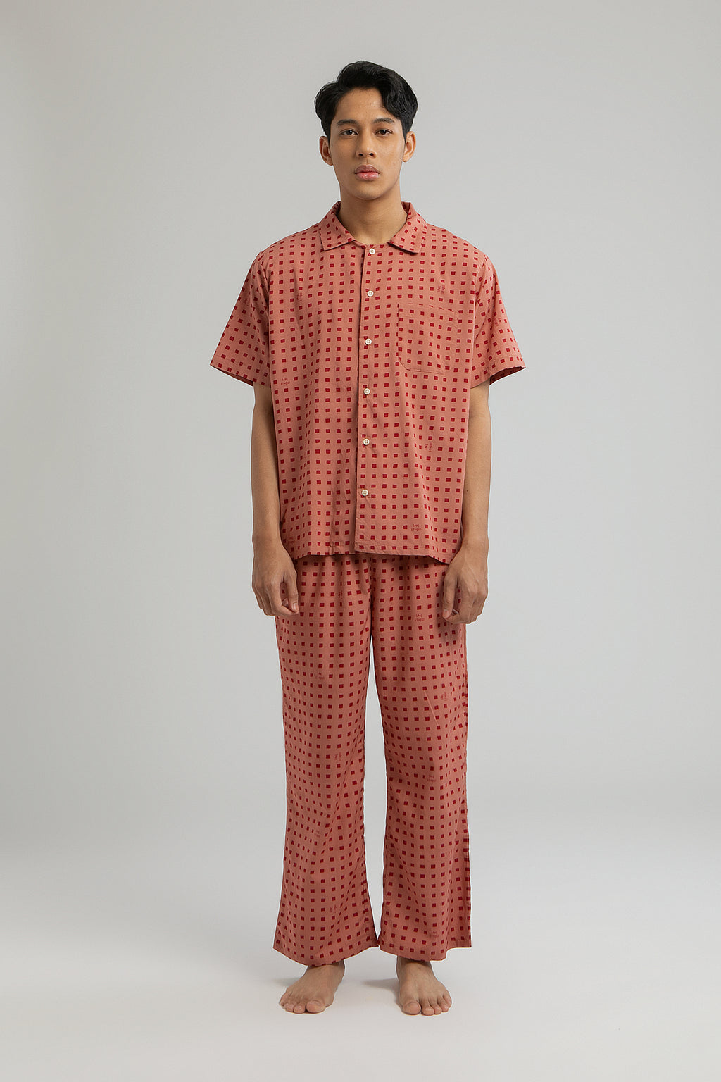 Kasturi Pajama Set in Rosewood Dadu