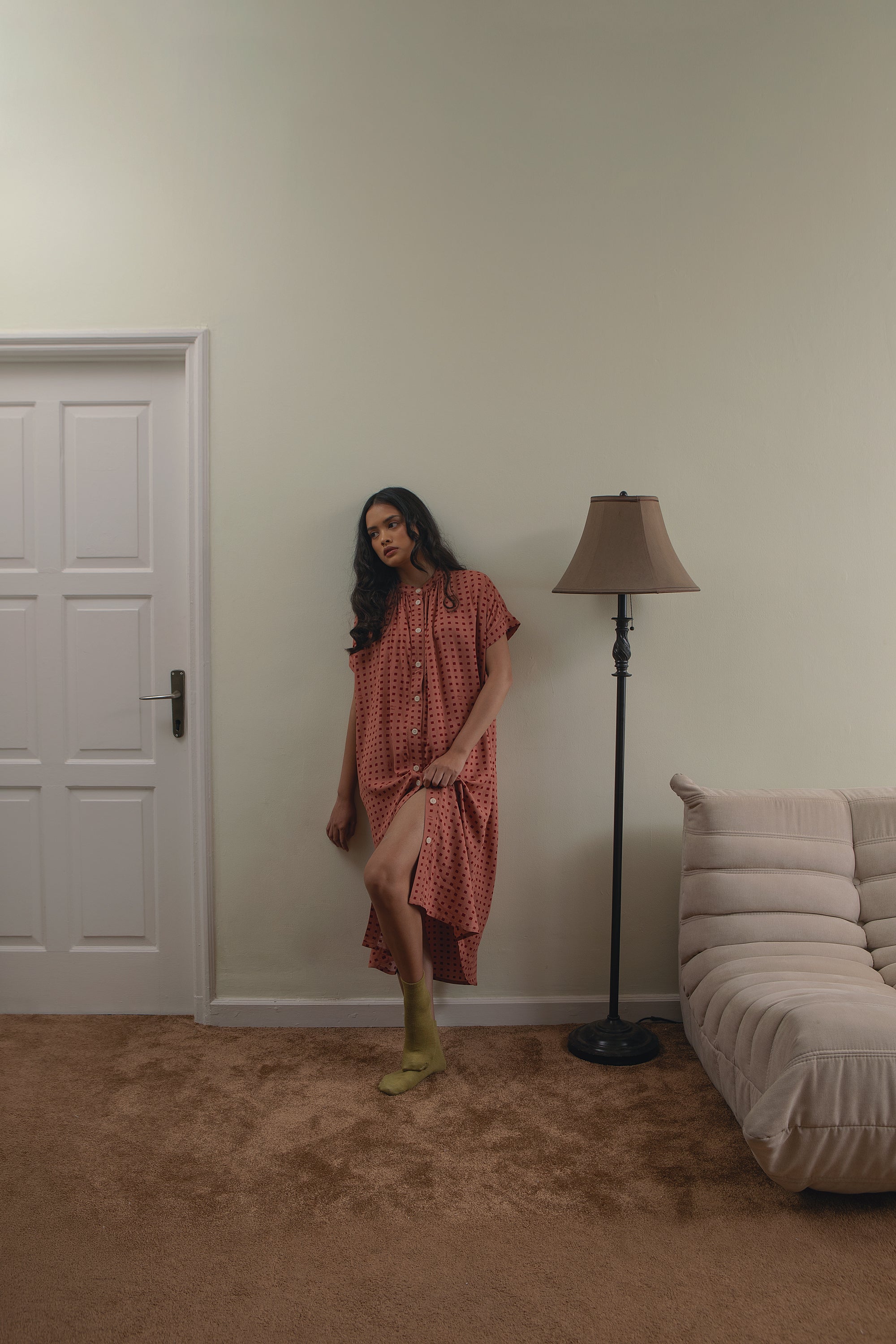 Obi Loose Dress in Rosewood Dadu