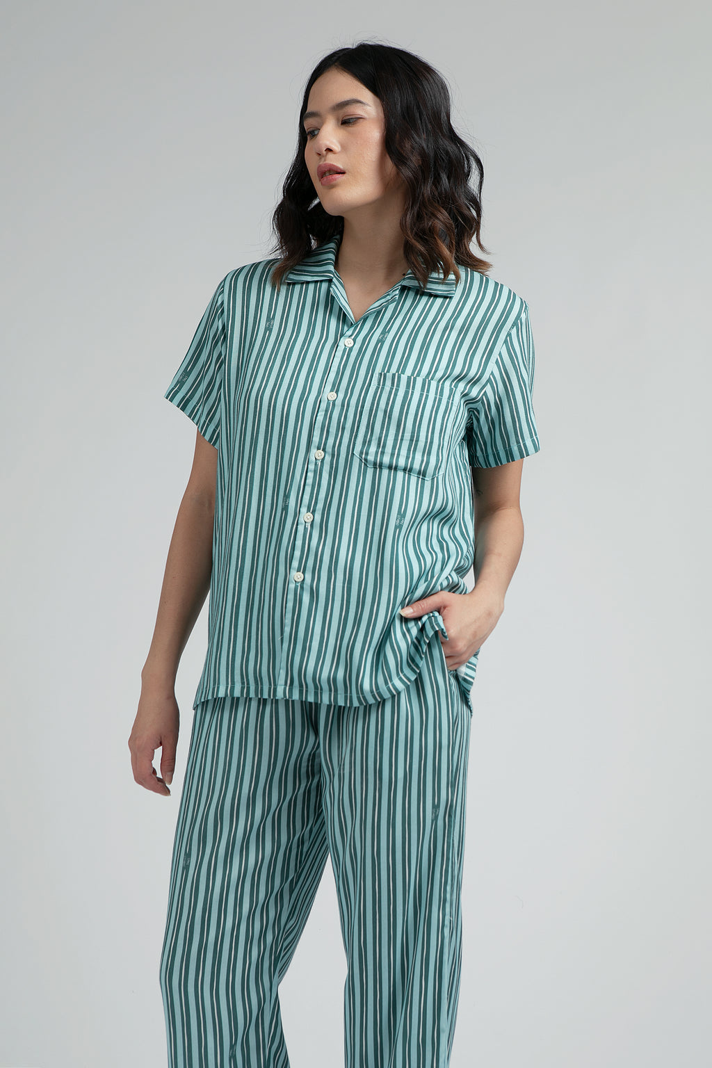 Kasturi Pajama Set in Ocean Salur