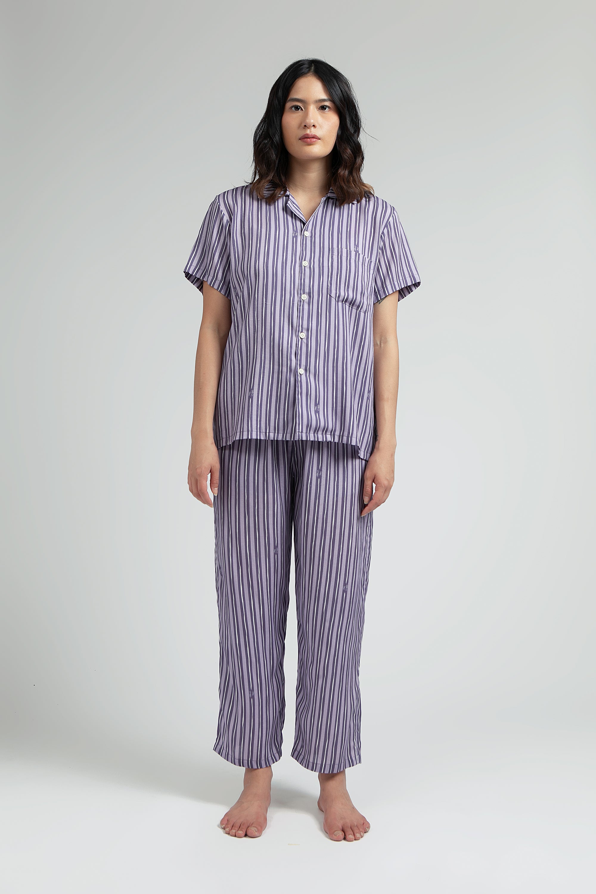 Kasturi Pajama Set in Lilac Salur