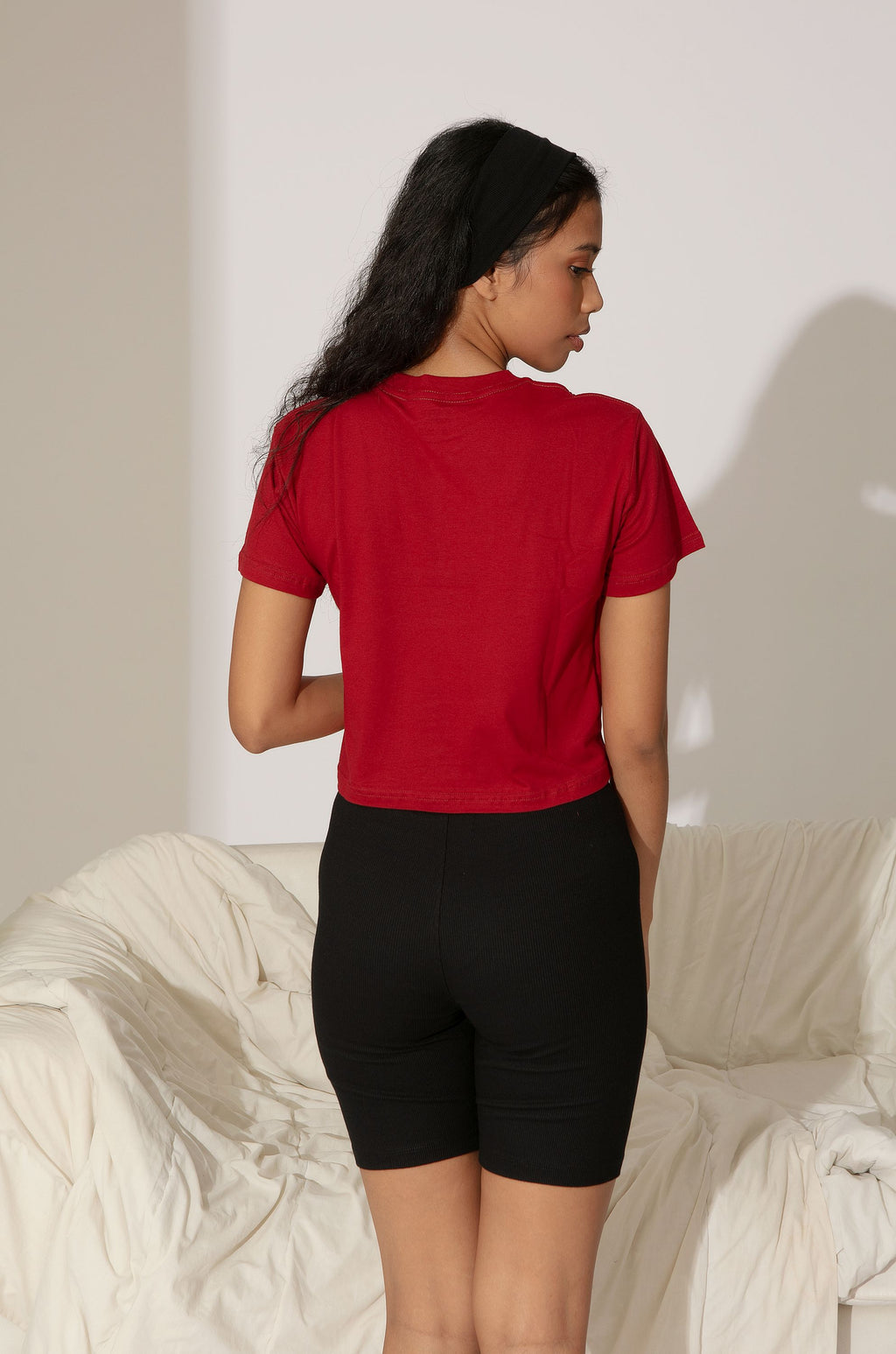 Baia Cropped T-shirt in Ruby Red
