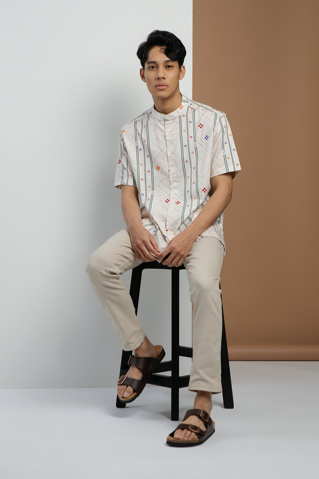 Paso Stand Collar Shirt in Bone Bajamba