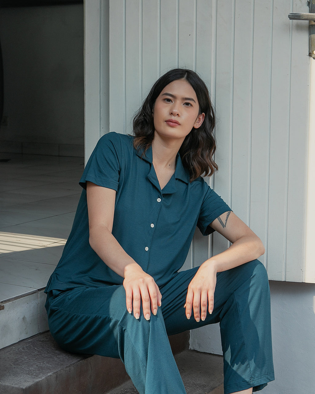 Subi Women Pajama Set in Teal