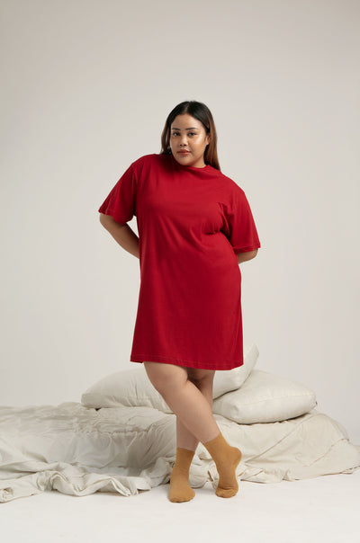 Maro T-Shirt Dress in Ruby Red