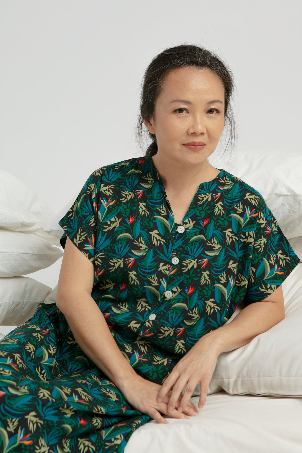 Buni Waist Cinched Dress in Black Paradise