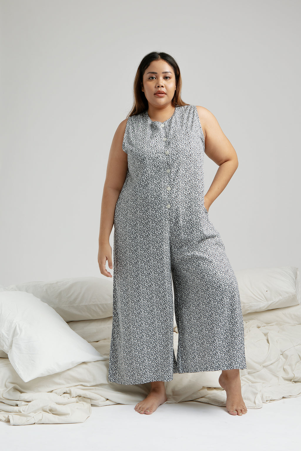 Banda Jumpsuit in Grey Leopard
