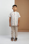 Buji Kids Stand Collar Shirt in Bone Bajamba