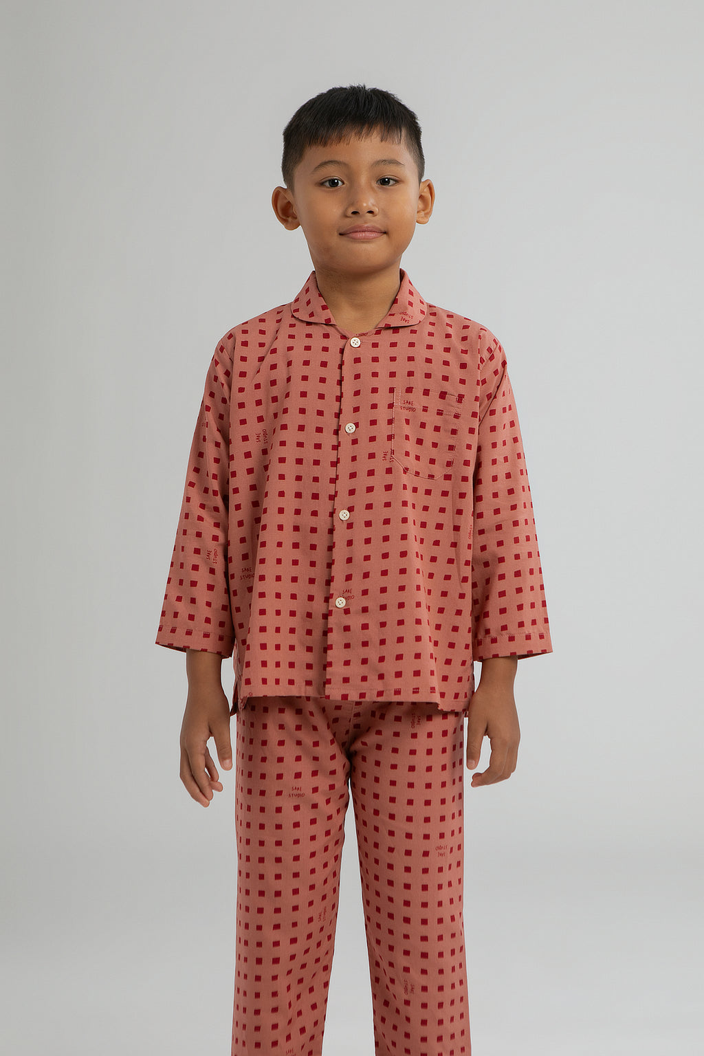 Praya Parigi Kids Long Sleeve Set in Rosewood Dadu