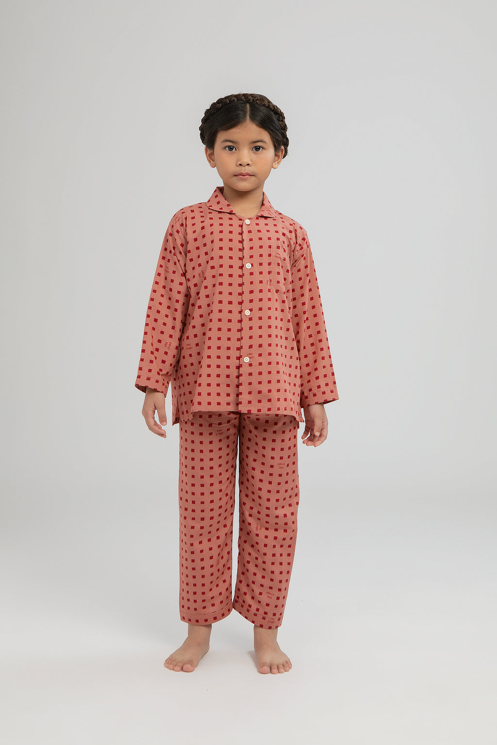 Praya Parigi Kids Long Sleeve Set in Rosewood Dadu