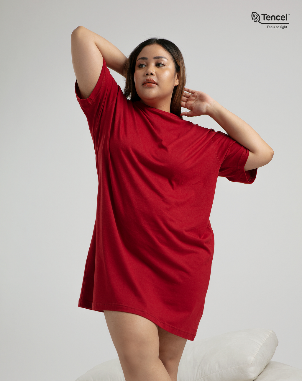 Maro T-Shirt Dress in Ruby Red
