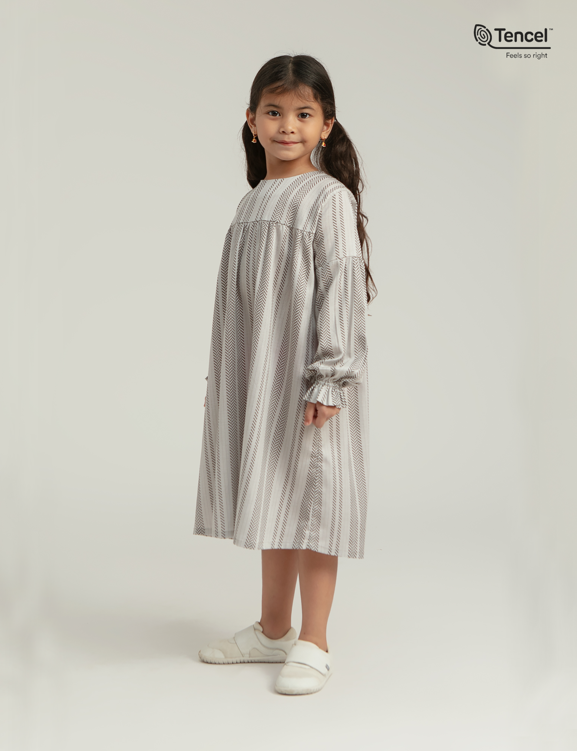 Mori Kids Babydoll Dress in Stone Woven