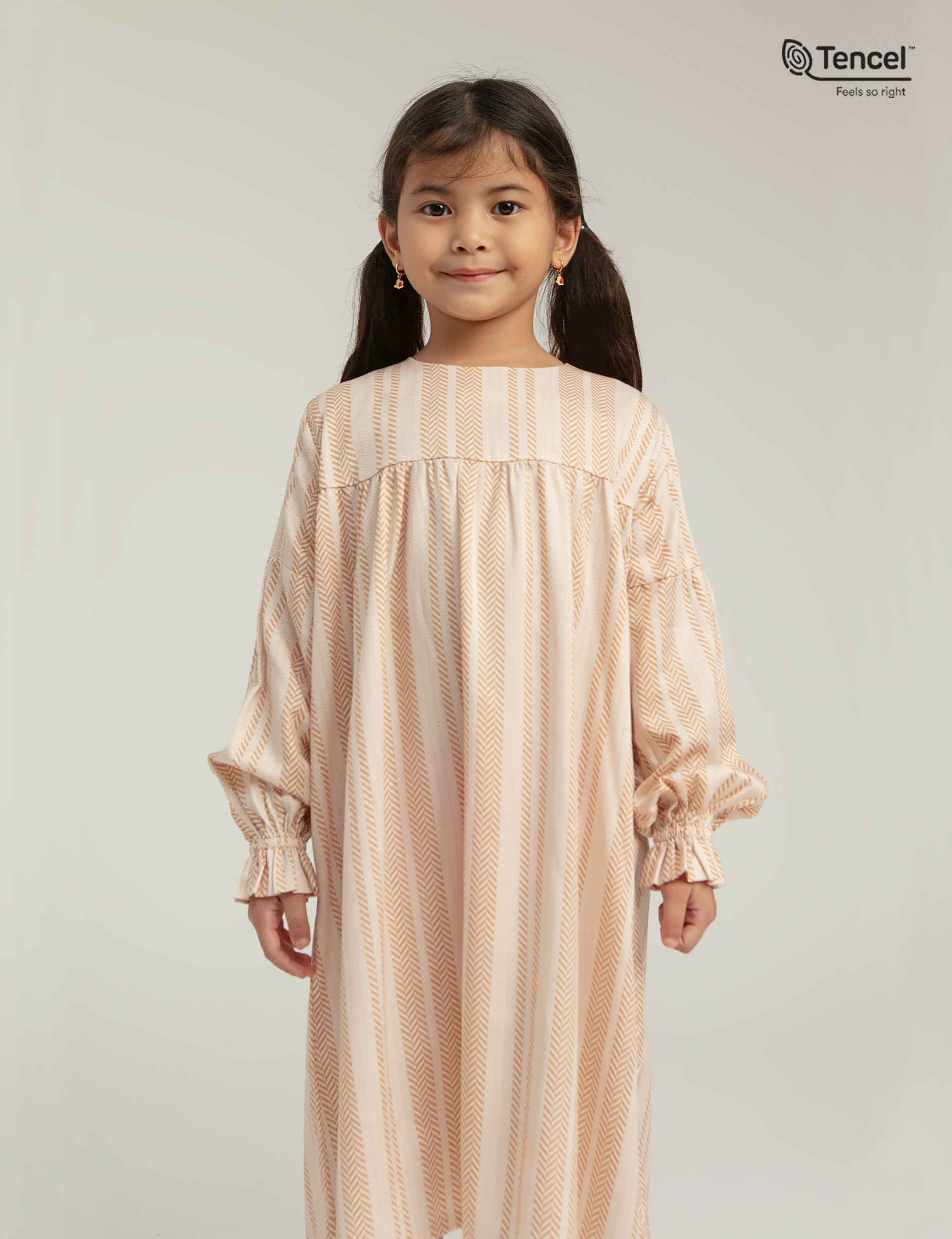 Mori Kids Babydoll Dress in Sand Woven