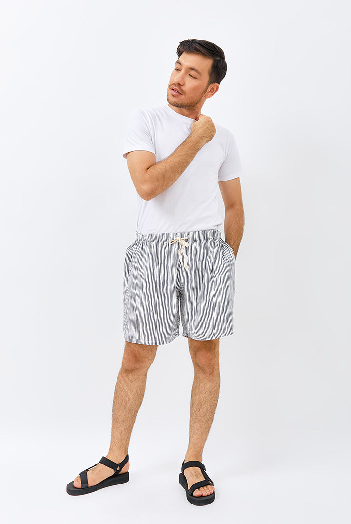 Berau Unisex Relax Shorts in Grey Stripe