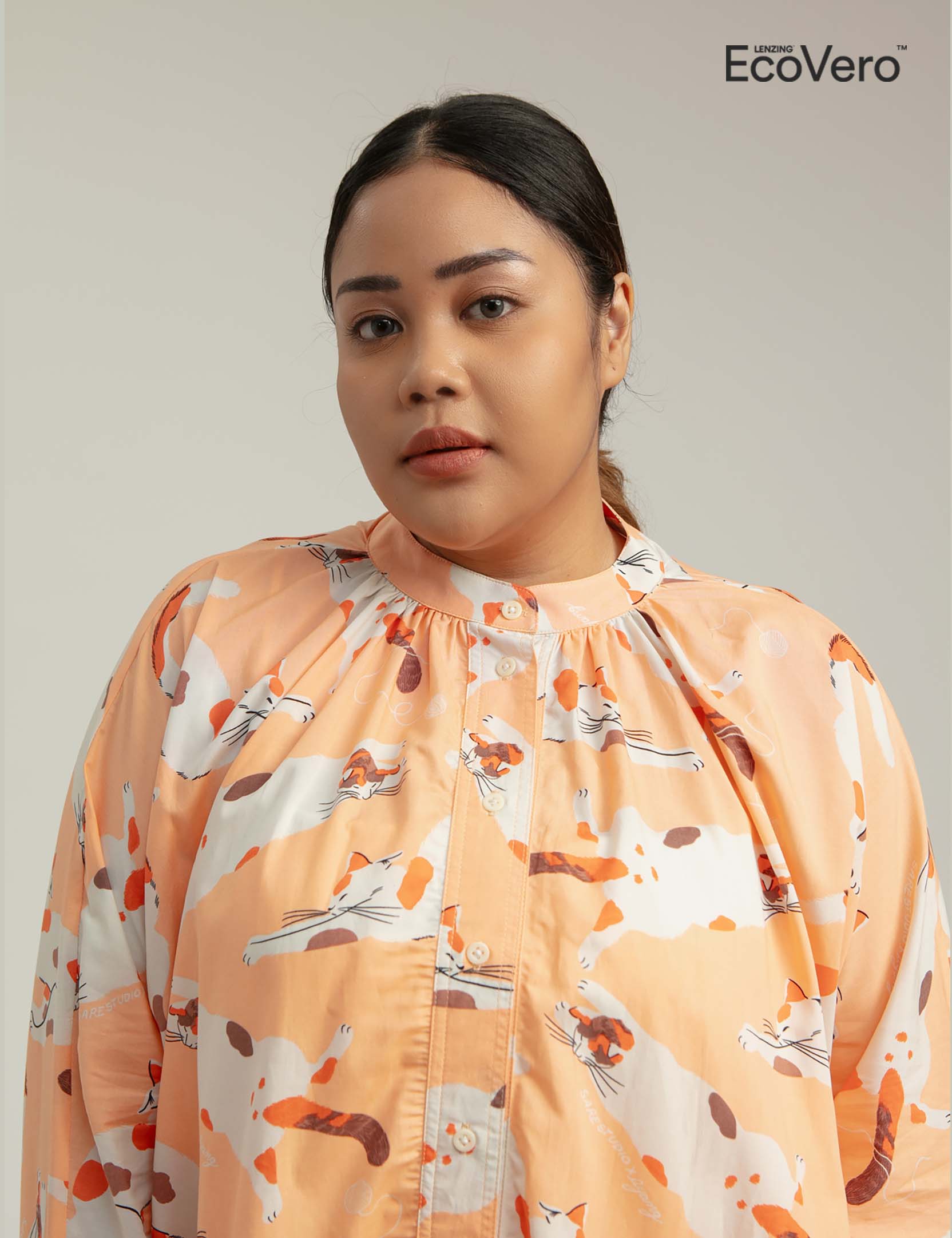 Prau Long Sleeve Pajama Top in Peach Gembul