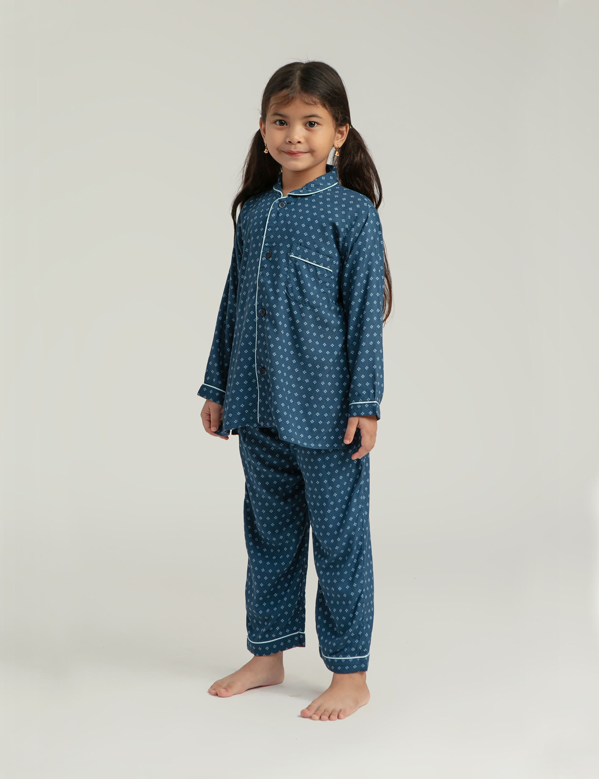 Praya Parigi Kids Long Sleeve Set in Navy Bijou