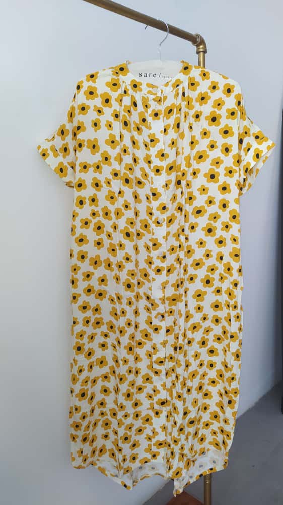 Obi Loose Dress in Yellow Daisy