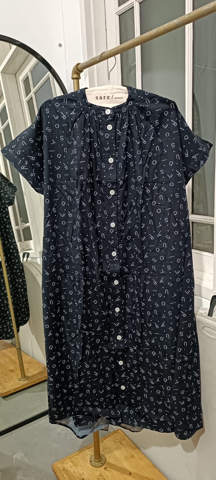 Obi Loose Dress in Black Monogram