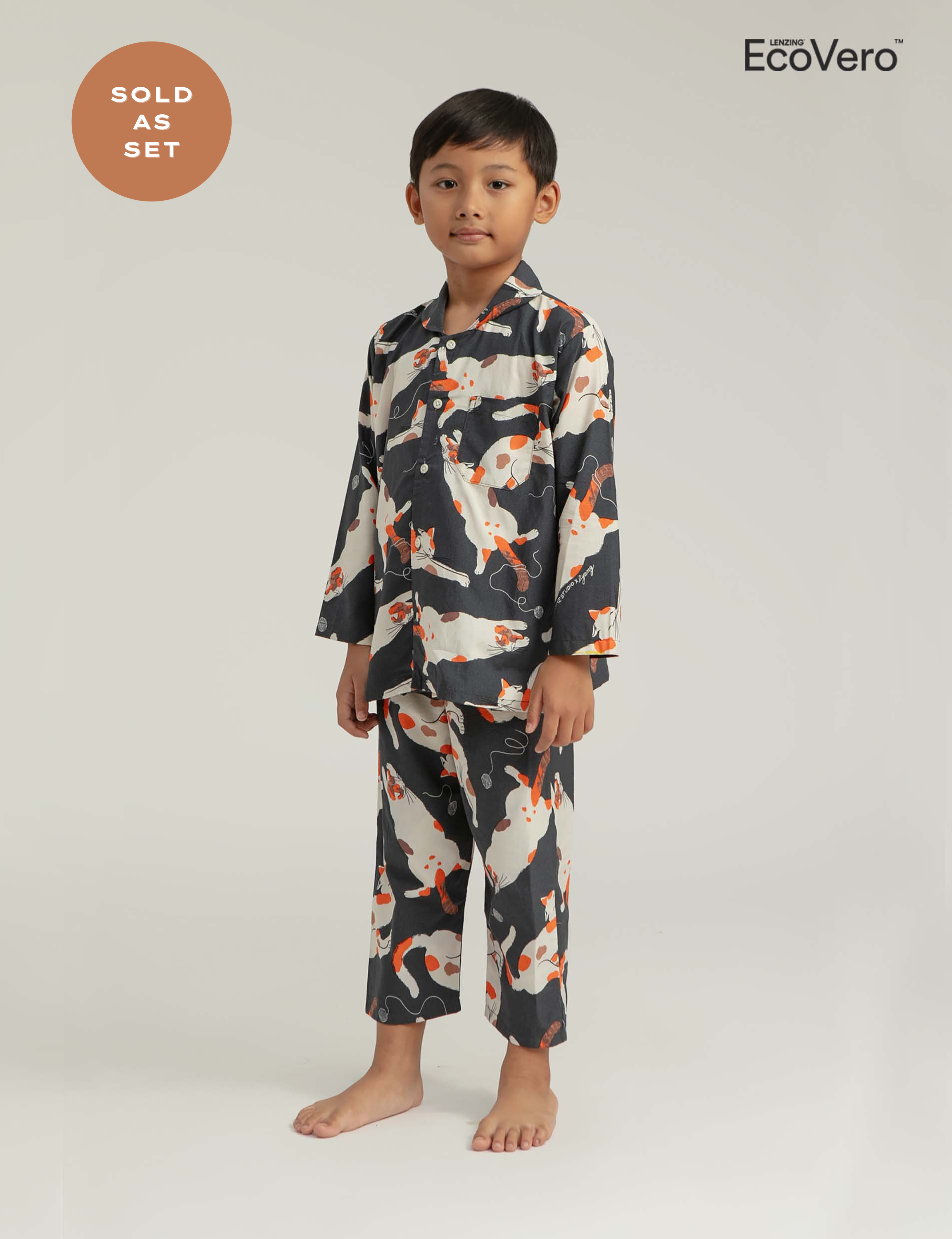 Praya Parigi Kids Long Sleeve Set in Grey Gembul