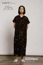 Obi Loose Nightress in Off Black Splats