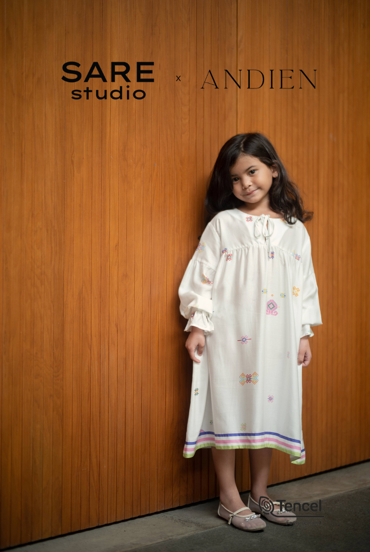 Una Kids Babydoll Dress in White Daya