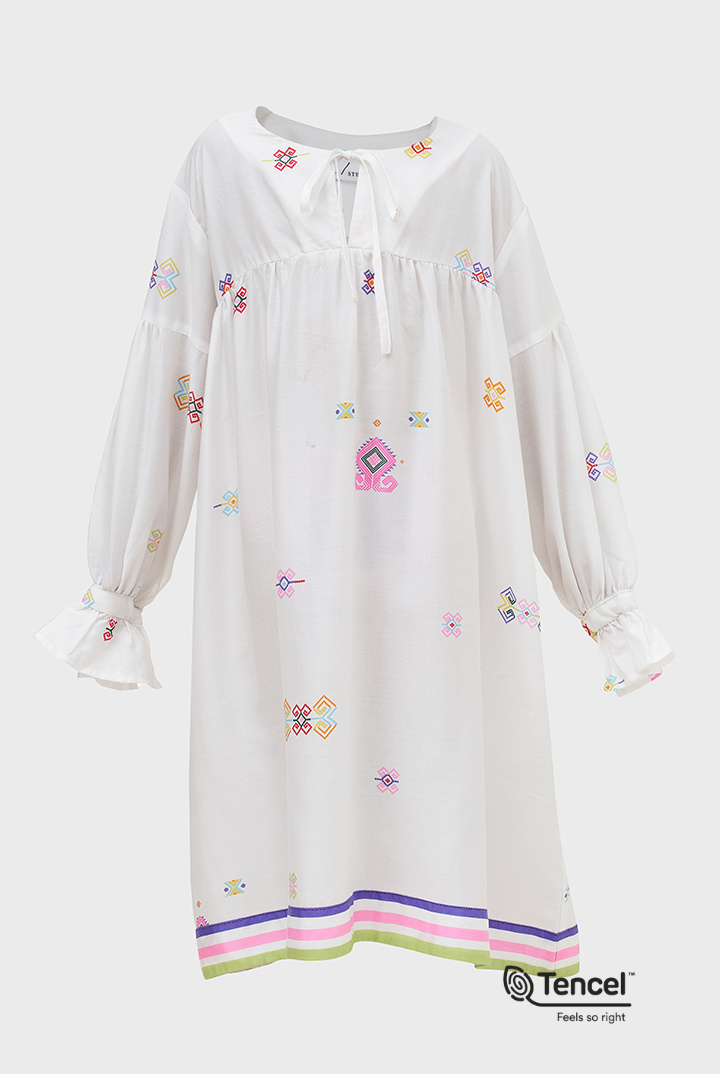 Una Kids Babydoll Dress in White Daya