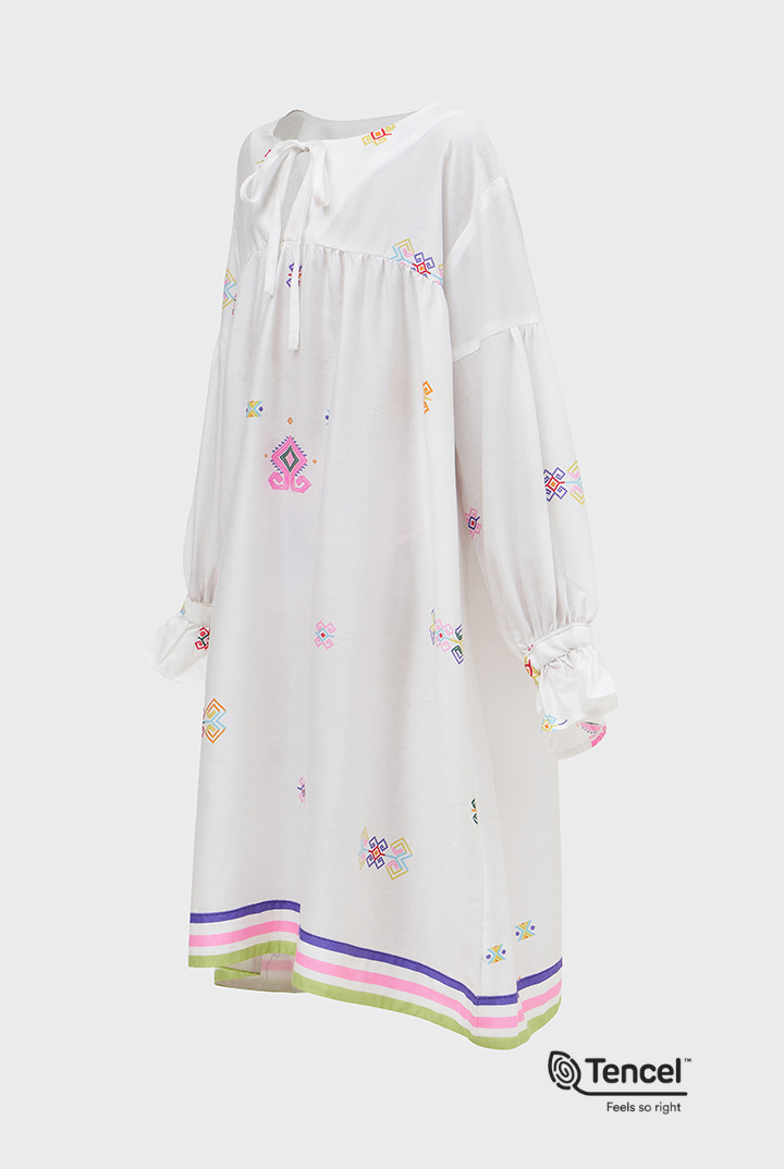 Una Kids Babydoll Dress in White Daya