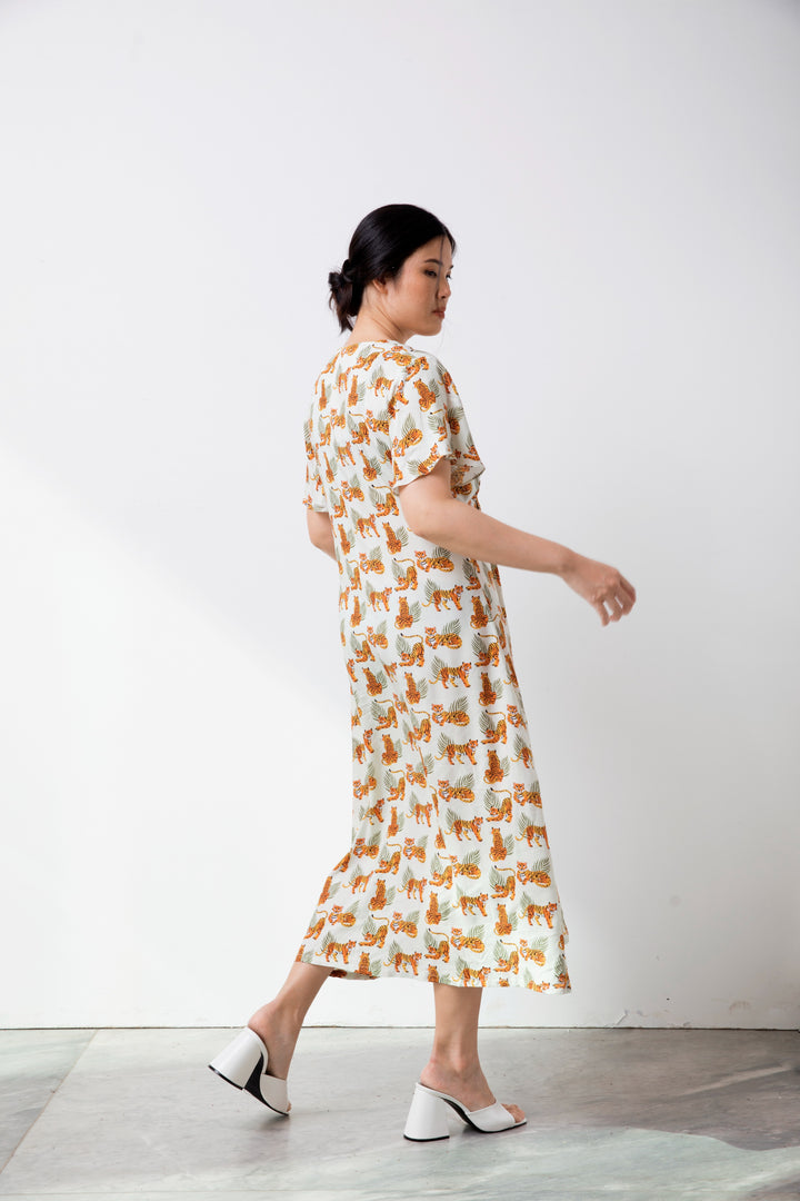 Bagu Dress in Cream Tiger