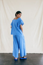 Abe Square Neck Top in Blue