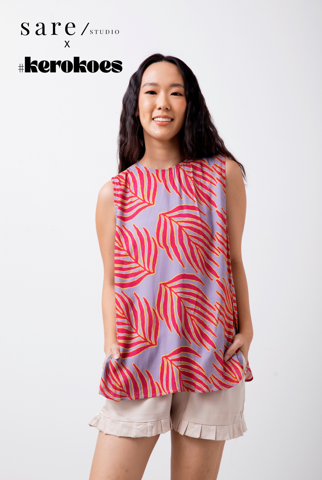 Bila Sleeveless Top in Lilac Palm