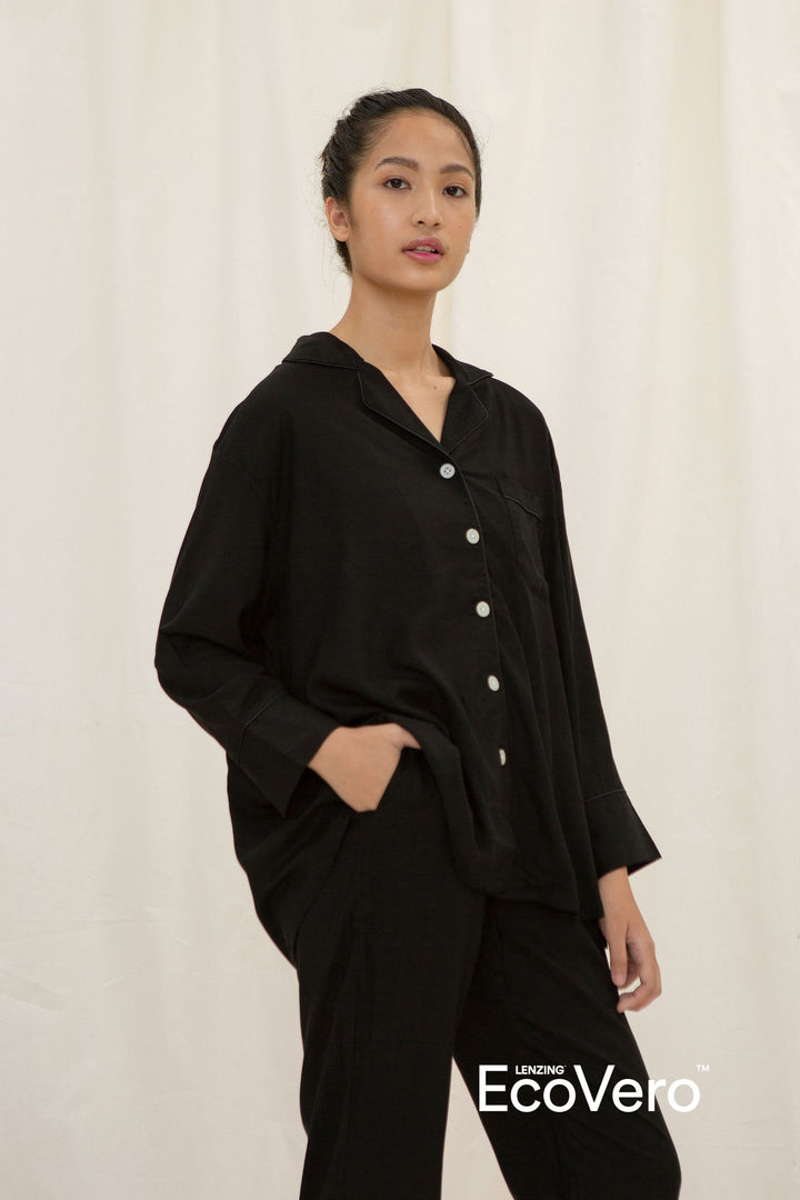 Solo A Line Long Sleeve Top in Black