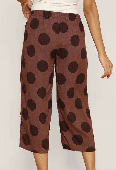 Lingga Culotte Pajama Pants in Burgundy Dots