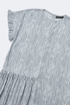 Moyo Tiered Ruffled Nightdress in Grey Stripe