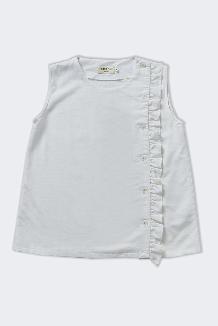 Rea Sleeveless Frill Top in White
