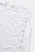 Rea Sleeveless Frill Top in White