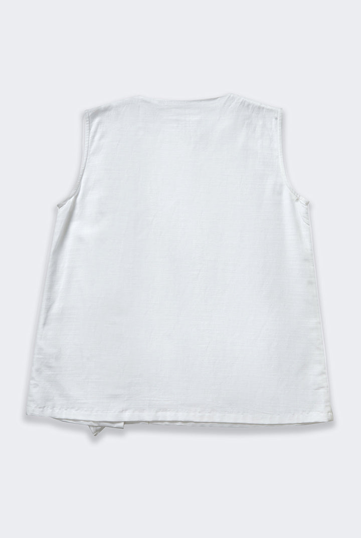 Rea Sleeveless Frill Top in White
