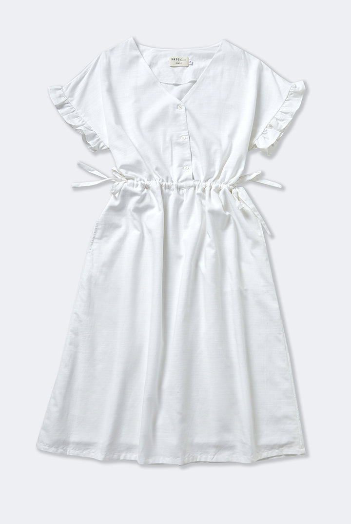 Gowa Frill Sleeve Dress in White