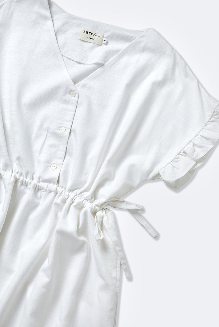 Gowa Frill Sleeve Dress in White