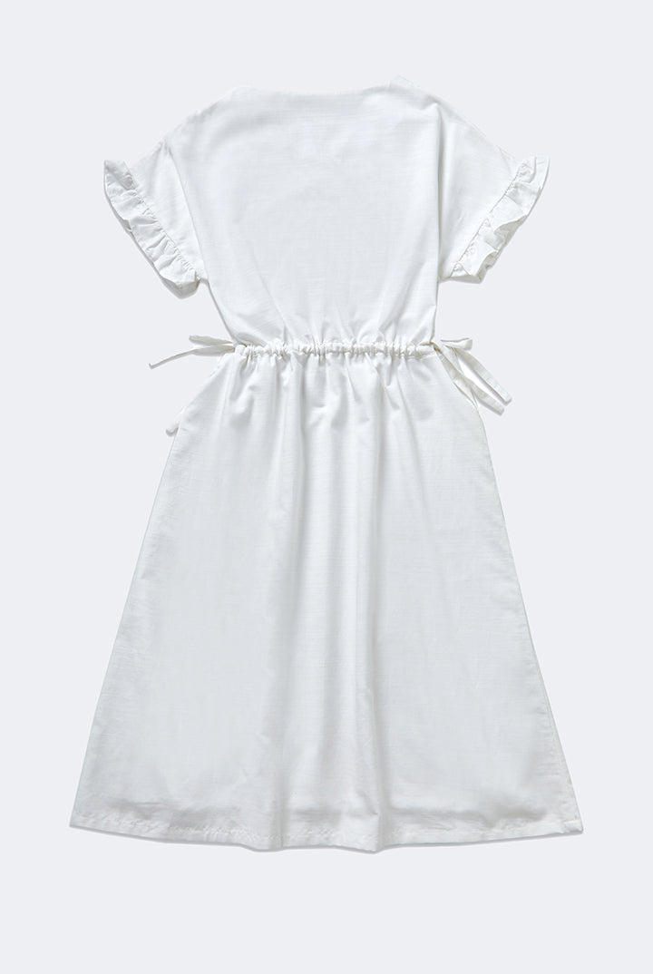 Gowa Frill Sleeve Dress in White