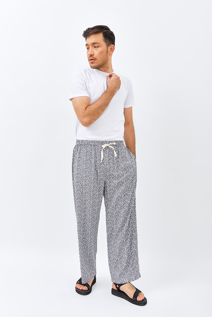 Gani Unisex Relax Pants in Grey Leopard