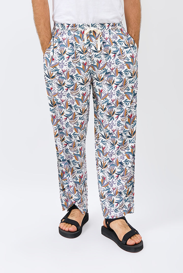 Gani Unisex Relax Pants in White Paradise