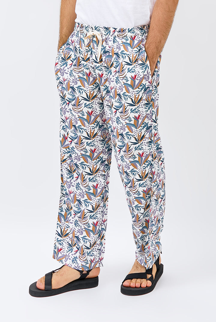 Gani Unisex Relax Pants in White Paradise