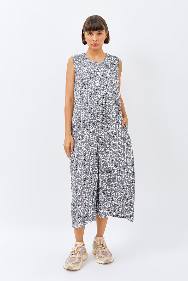 Banda Jumpsuit in Grey Leopard