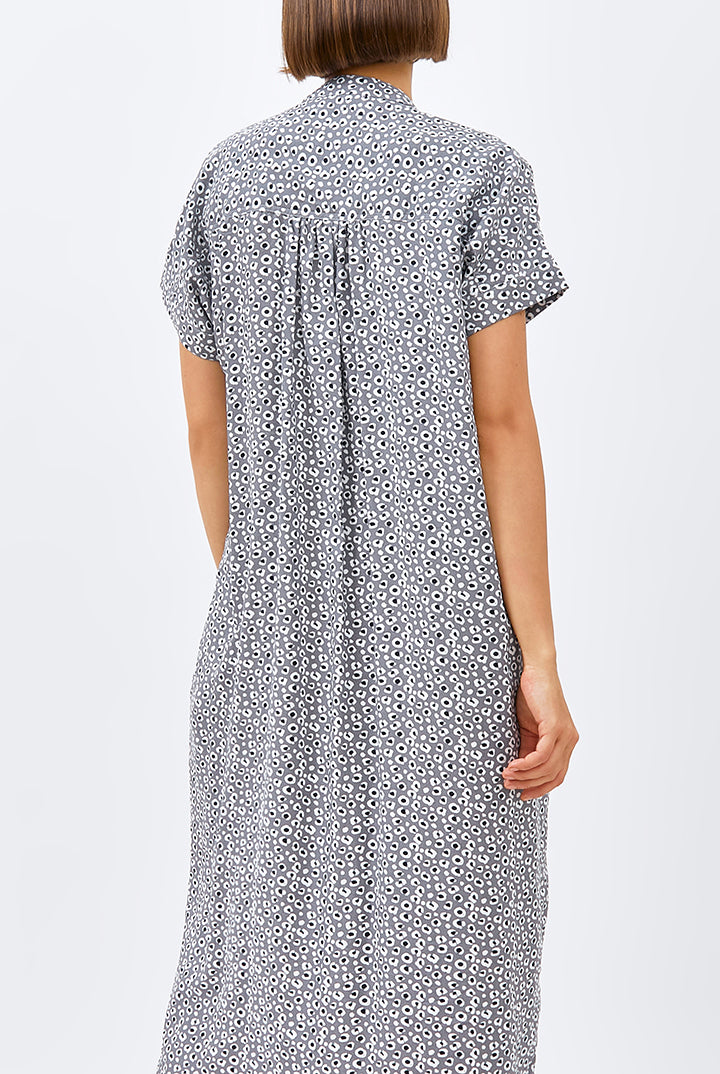 Obi Loose Dress in Grey Leopard