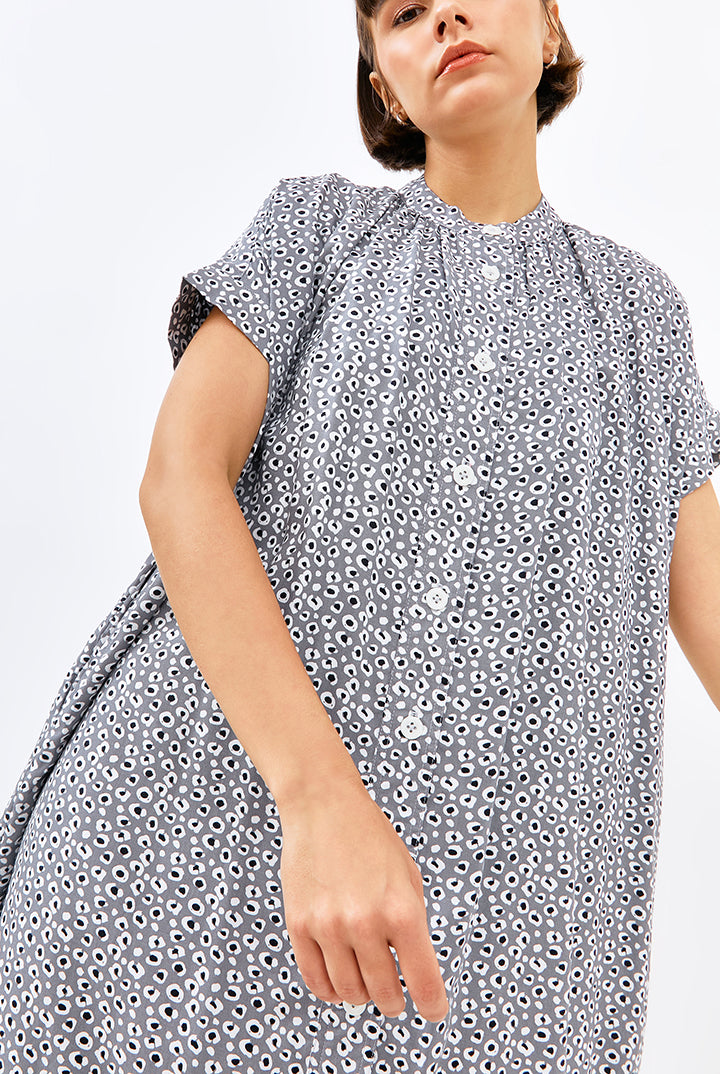 Obi Loose Dress in Grey Leopard