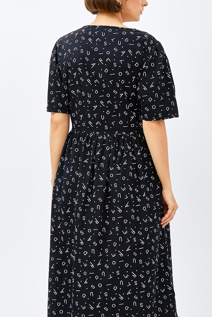Daru Ribbon Dress in Black Monogram