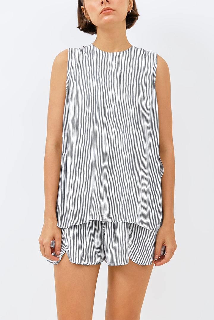 Bila Sleeveless Top in Grey Stripe