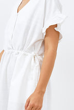Gowa Frill Sleeve Dress in White