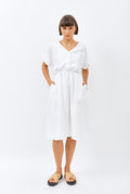Gowa Frill Sleeve Dress in White