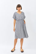 Gowa Frill Sleeve Dress in Grey Leopard