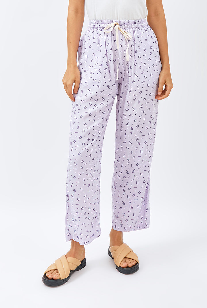 Gani Unisex Relax Pants in Lilac Monogram
